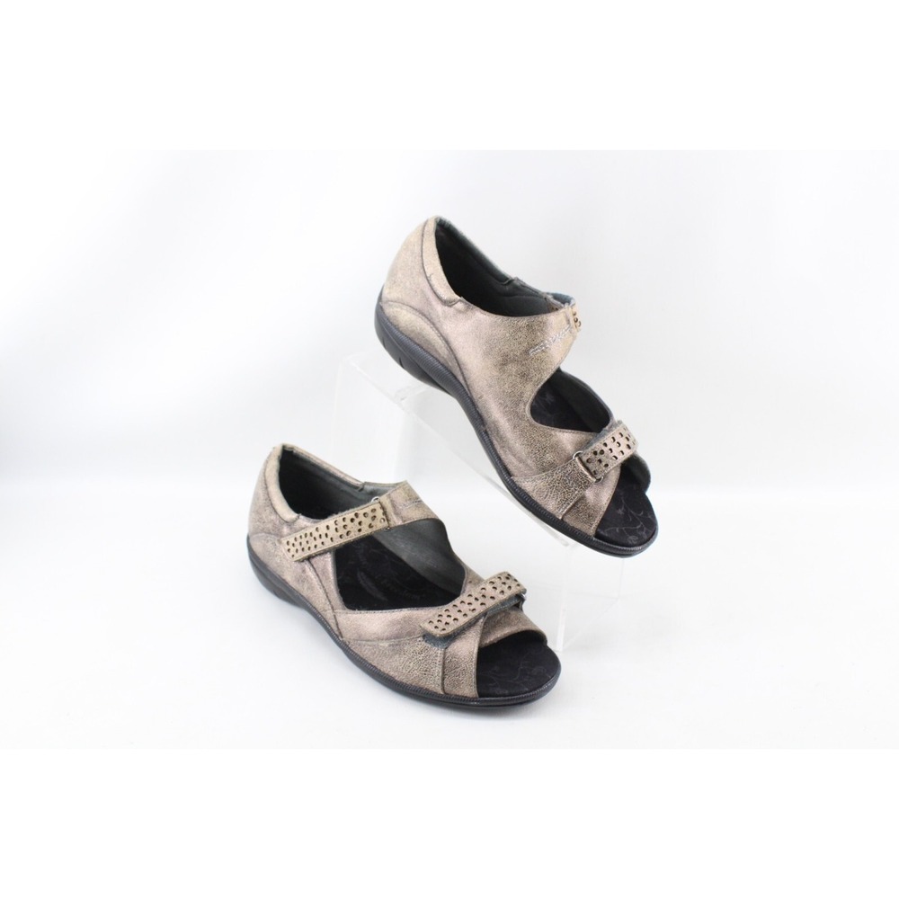 Barefoot Freedom Lagoon Bronze Metallic Womens Distressed Leather Sandal 10.5 WW